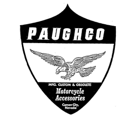 PAUGHCO MFG. CUSTOM & OBSOLETE MOTORCYCLE ACCESSORIES CARSON CITY, NEVADA logo