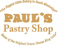 PAUL'S PASTRY SHOP "THE BIGGEST LITTLE BAKERY IN SOUTH MISSISSIPPI" HOME OF THE ORGINIAL CREAM CHEESE KING CAKE" logo