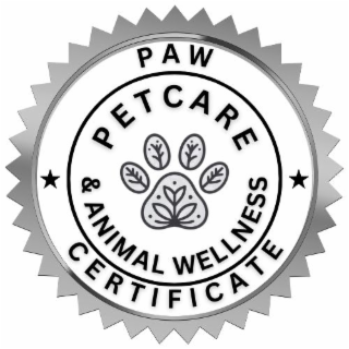 PAW CERTIFICATE PETCARE & ANIMAL WELLNESS logo