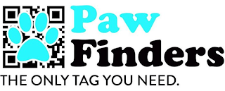 PAW FINDERS THE ONLY TAG YOU NEED. logo