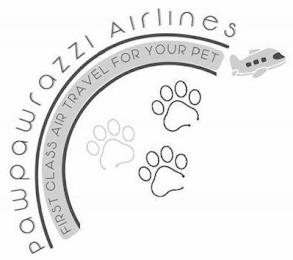 PAWPAWRAZZI AIRLINES FIRST CLASS AIR TRAVEL FOR YOUR PET logo