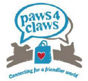 PAWS 4 CLAWS CONNECTING FOR A FRIENDLIER WORLD logo
