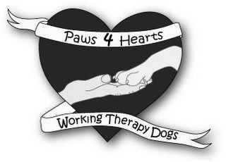 PAWS 4 HEARTS WORKING THERAPY DOGS logo