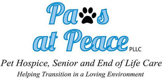 PAWS AT PEACE PLLC PET HOSPICE, SENIOR AND END OF LIFE CARE HELPING TRANSITION IN A LOVING ENVIRONMENT logo