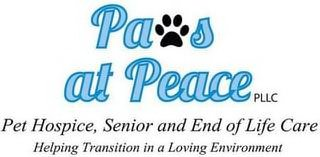 PAWS AT PEACE PLLC PET HOSPICE, SENIOR AND END OF LIFE CARE HELPING TRANSITION IN A LOVING ENVIRONMENT logo