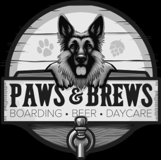 PAWS & BREWS BOARDING · BEER · DAYCARE logo