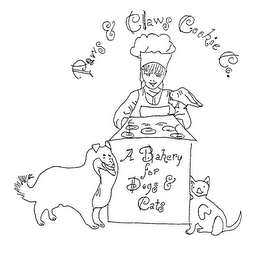 PAWS & CLAWS COOKIE CO. A BAKERY FOR DOGS & CATS logo