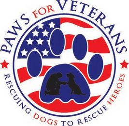 PAWS FOR VETERANS RESCUING DOGS TO RESCUE HEROES logo