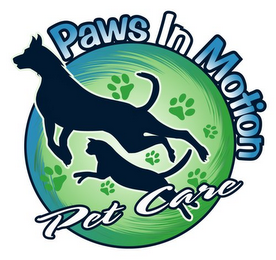 PAWS IN MOTION PET CARE logo