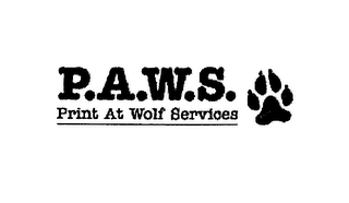 P.A.W.S. PRINT AT WOLF SERVICES logo