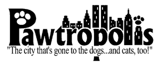 PAWTROPOLIS "THE CITY THAT'S GONE TO THE DOGS...AND CATS, TOO!" logo