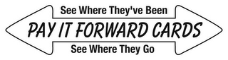 PAY IT FORWARD CARDS SEE WHERE THEY'VE BEEN SEE WHERE THEY GO logo