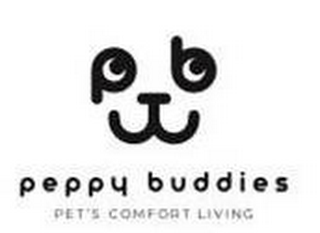PB PEPPY BUDDIES PET'S COMFORT LIVING logo