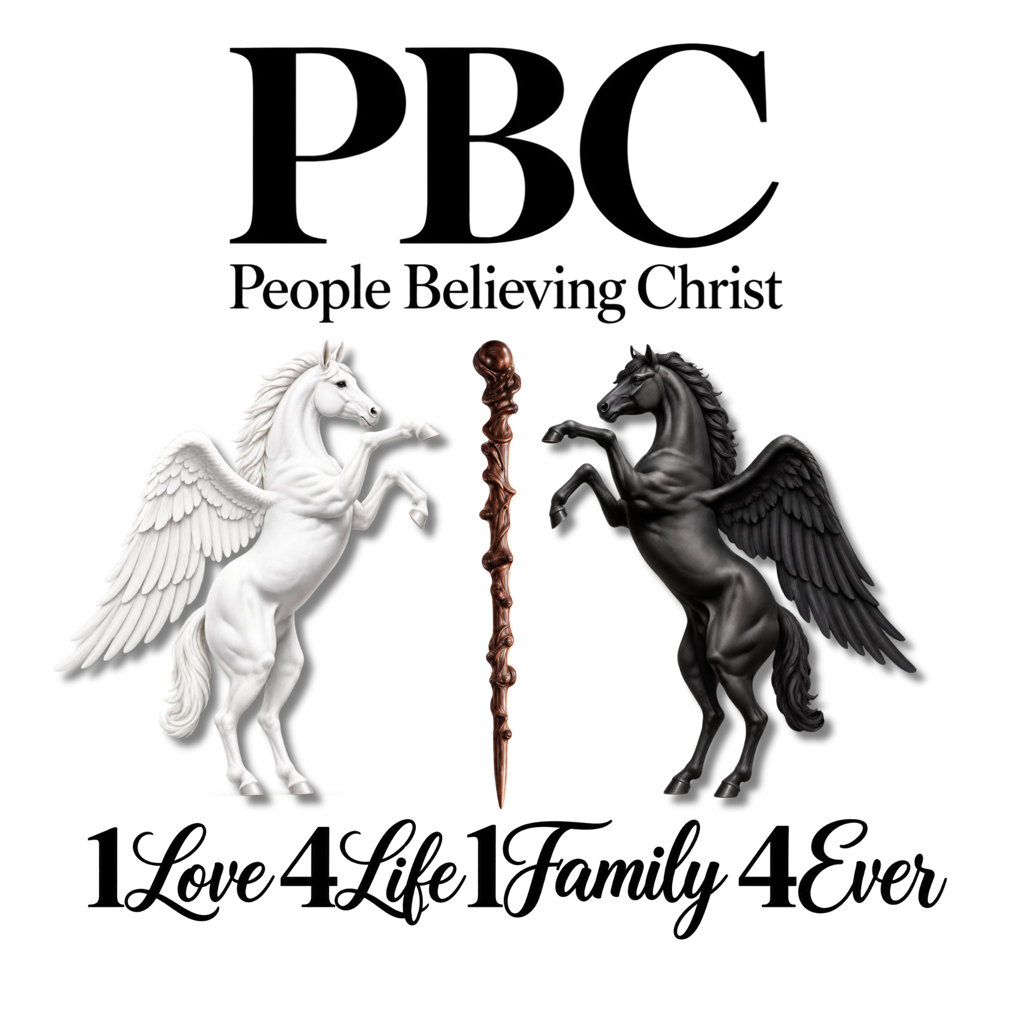 PBC PEOPLE BELIEVING CHRIST 1LOVE 4LIFE 1FAMILY 4EVER logo