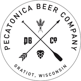 PBCO PECATONICA BEER COMPANY GRATIOT, WISCONSIN logo