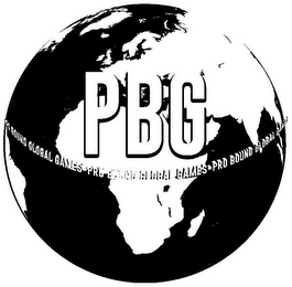 PBG PRO BOUND GLOBAL GAMES PRO BOUND GLOBAL GAMES PRO BOUND GLOBAL GAMES logo