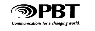 PBT COMMUNICATIONS FOR A CHANGING WORLD. logo