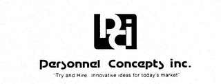 PCI PERSONNEL CONCEPTS INC. "TRY AND HIRE...INNOVATIVE IDEAS FOR TODAY'S MARKET" logo
