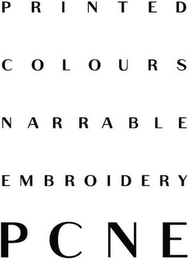PCNE PRINTED COLOURS NARRABLE EMBROIDERY logo