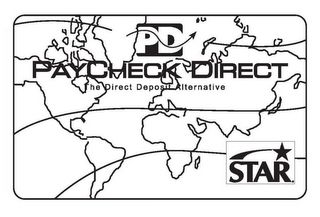 PD PAYCHECK DIRECT THE DIRECT DEPOSIT ALTERNATIVE STAR. logo