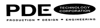PDE TECHNOLOGY CORPORATION PRODUCTION DESIGN ENGINEERING logo