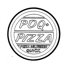 PDQ PIZZA PIZZA DELIVERED QUICK logo