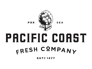 PDX SEA PACIFIC COAST FRESH COMPANY ESTD 1977 logo
