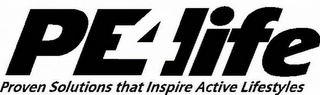 PE4LIFE PROVEN SOLUTIONS THAT INSPIRE ACTIVE LIFESTYLES logo