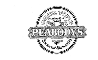 PEABODY'S BLOWING ROCK'S FINEST BEER WINE IMPORTED DOMESTIC logo