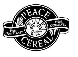 PEACE CEREAL GOLDEN TEMPLE HEAL OUR PLANET HEAL OURSELVES logo