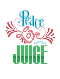 PEACE LOVE AND JUICE logo