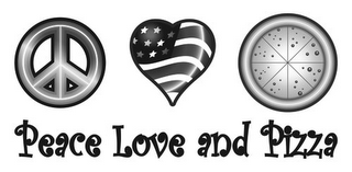 PEACE LOVE AND PIZZA logo