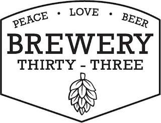 PEACE LOVE BEER BREWERY THIRTY-THREE logo