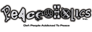 PEACEOHOLICS INC.  DEF: PEOPLE ADDICTED TO PEACE logo