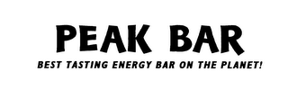 PEAK BAR BEST TASTING ENERGY BAR ON THE PLANET! logo