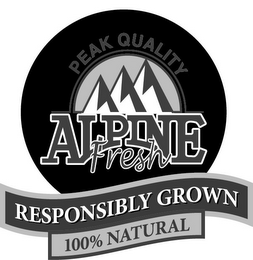 PEAK QUALITY ALPINE FRESH RESPONSIBLY GROWN 100% NATURAL logo