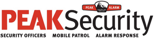 PEAK SECURITY PEAK ALARM BURGLARY · FIRE SINCE 1969 SECURITY SECURITY OFFICERS MOBILE PATROL ALARM RESPONSE PEAKSECURITY logo