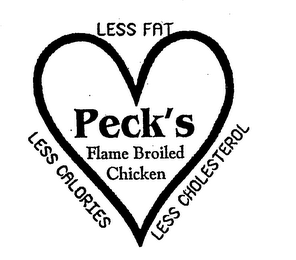 PECK'S FLAME BROILED CHICKEN LESS FAT LESS CALORIES LESS CHOLESTEROL logo