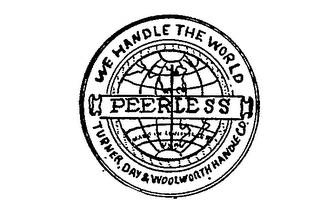 PEERLESS WE HANDLE THE WORLD TURNER DAY & WOOLWORTH HANDLE CO. logo