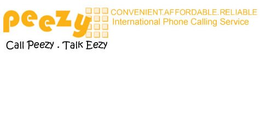 PEEZY CALL PEEZY. TALK EEZY CONVENIENT.AFFORDABLE. RELIABLE INTERNATIONAL PHONE CALLING SERVICE logo