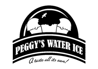 PEGGY'S WATER ICE A TASTE ALL ITS OWN! logo