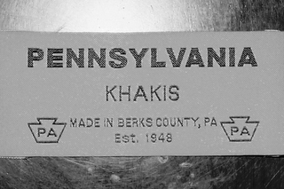 PENNSYLVANIA KHAKIS MADE IN BERKS COUNTY, PA EST. 1948 PA logo
