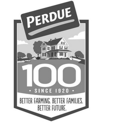 PERDUE 100 SINCE 1920 BETTER FARMING. BETTER FAMILIES. BETTER FUTURE. logo