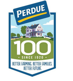 PERDUE 100 SINCE 1920 BETTER FARMING. BETTER FAMILIES. BETTER FUTURE. logo