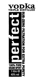 PERFECT VODKA TRIPLE DISTILLED SUB-ZEROFILTRATION FOR EXTRA PURITY logo