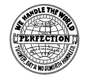 PERFECTION WE HANDLE THE WORLD TURNER DAY & WOOLWORTH HANDLE CO. MADE IN LOUISVILLE KY. USA logo