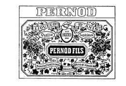 PERNOD LIQUEUR D'ANIS QUALITE PERNOD SUPERIEURE PERNOD FILS MANUFACTURED UNDER FORMULA SUPPLIED BY PERNOD FILS MARQUE DEPOSEE logo
