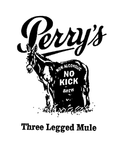 PERRY'S NON-ALCOHOLIC NO KICK BREW THREE LEGGED MULE logo