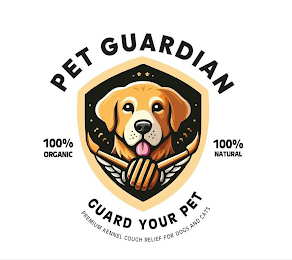 PET GUARDIAN 100% ORGANIC 100% NATURAL GUARD YOUR PET PREMIUM KENNEL COUGH RELIEF FOR DOGS AND CATS logo