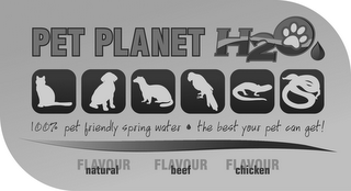 PET PLANET H2O 100% PET FRIENDLY SPRING WATER THE BEST YOUR PET CAN GET! FLAVOUR NATURAL BEEF CHICKEN logo